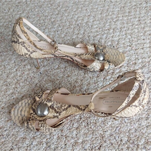 Coach Hellena Snake Python Sandals Size 8.5B - Picture 5 of 11